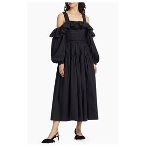 Ulla Johnson Off Shoulder Black Midi Dress
